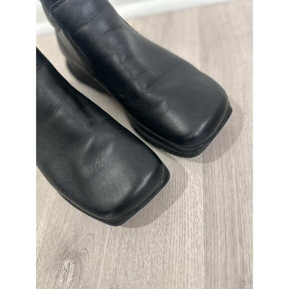 GBX Boots Mens Size 12 Black Leather Slip On Chelsea Ankle Square Toe Comfort - Picture 3 of 9